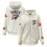 NBA - Oklahoma City Thunder Jeff Hamilton Vegan Leather Full-Zip Hoodie - White