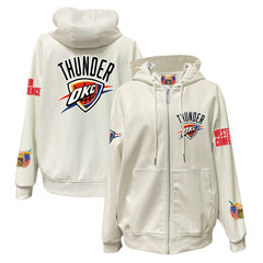 NBA - Oklahoma City Thunder Jeff Hamilton Vegan Leather Full-Zip Hoodie - White