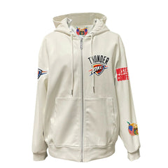 NBA - Oklahoma City Thunder Jeff Hamilton Vegan Leather Full-Zip Hoodie - White
