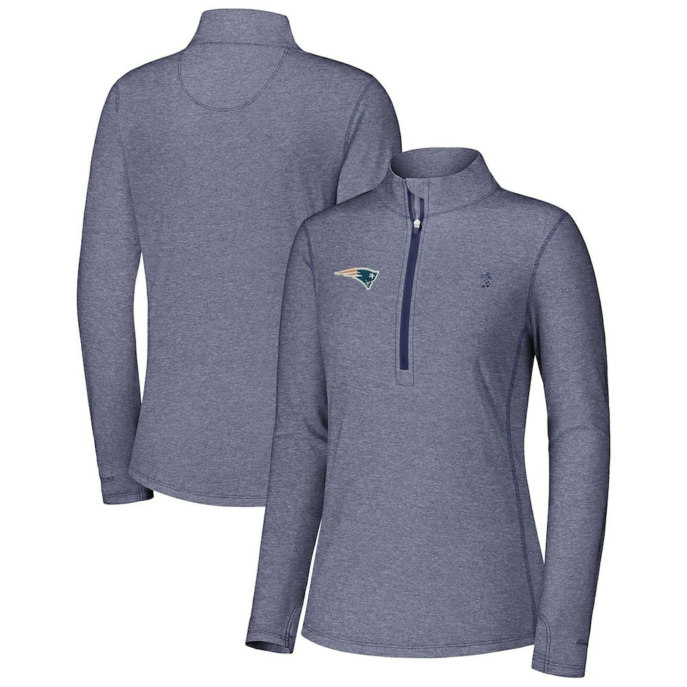 New England Patriots Women's Sport Playa Vista IslandZone Quarter-Zip Jacket Navy - Tommy Bahama