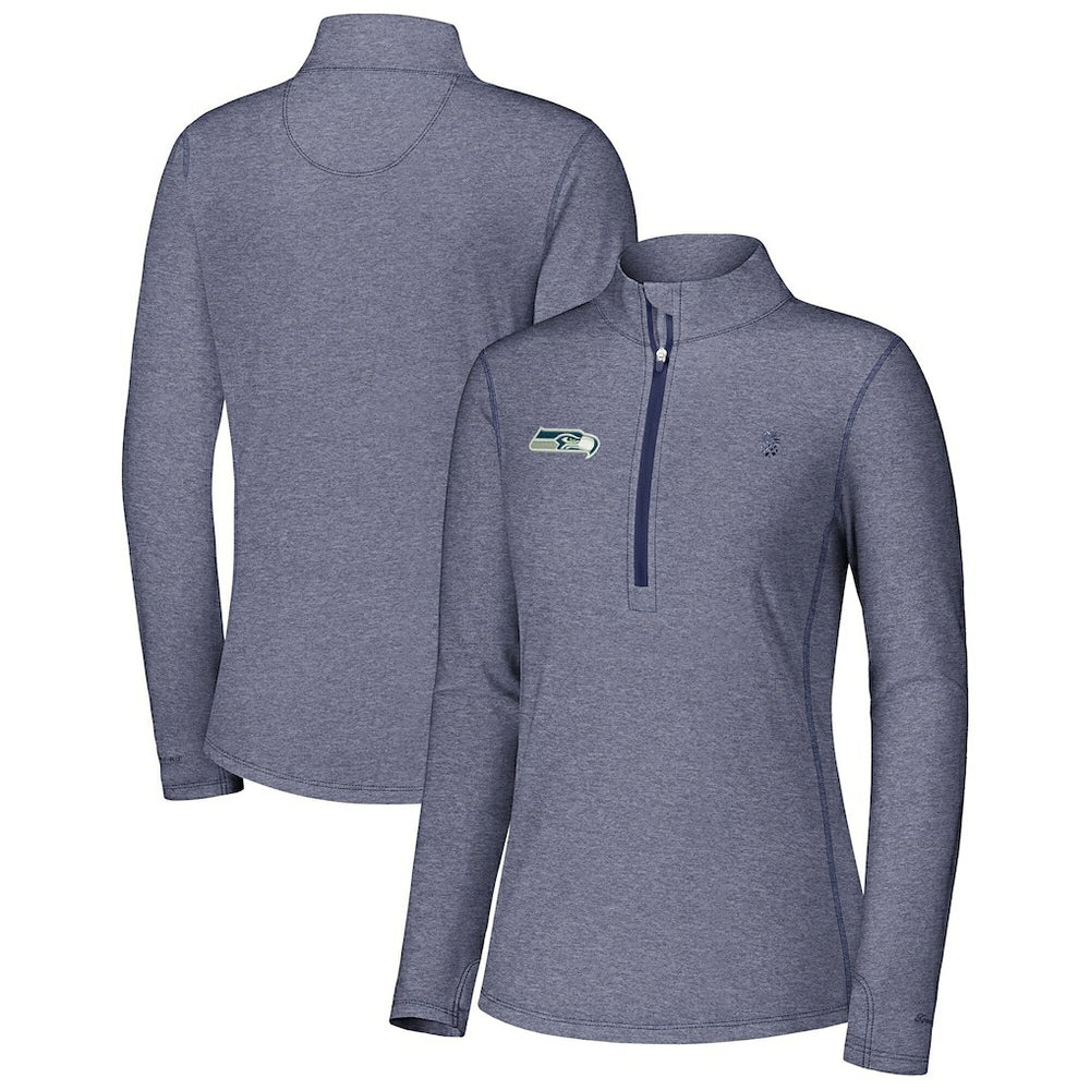 Seattle Seahawks Women's Sport Playa Vista IslandZone Quarter-Zip Jacket Navy - Tommy Bahama