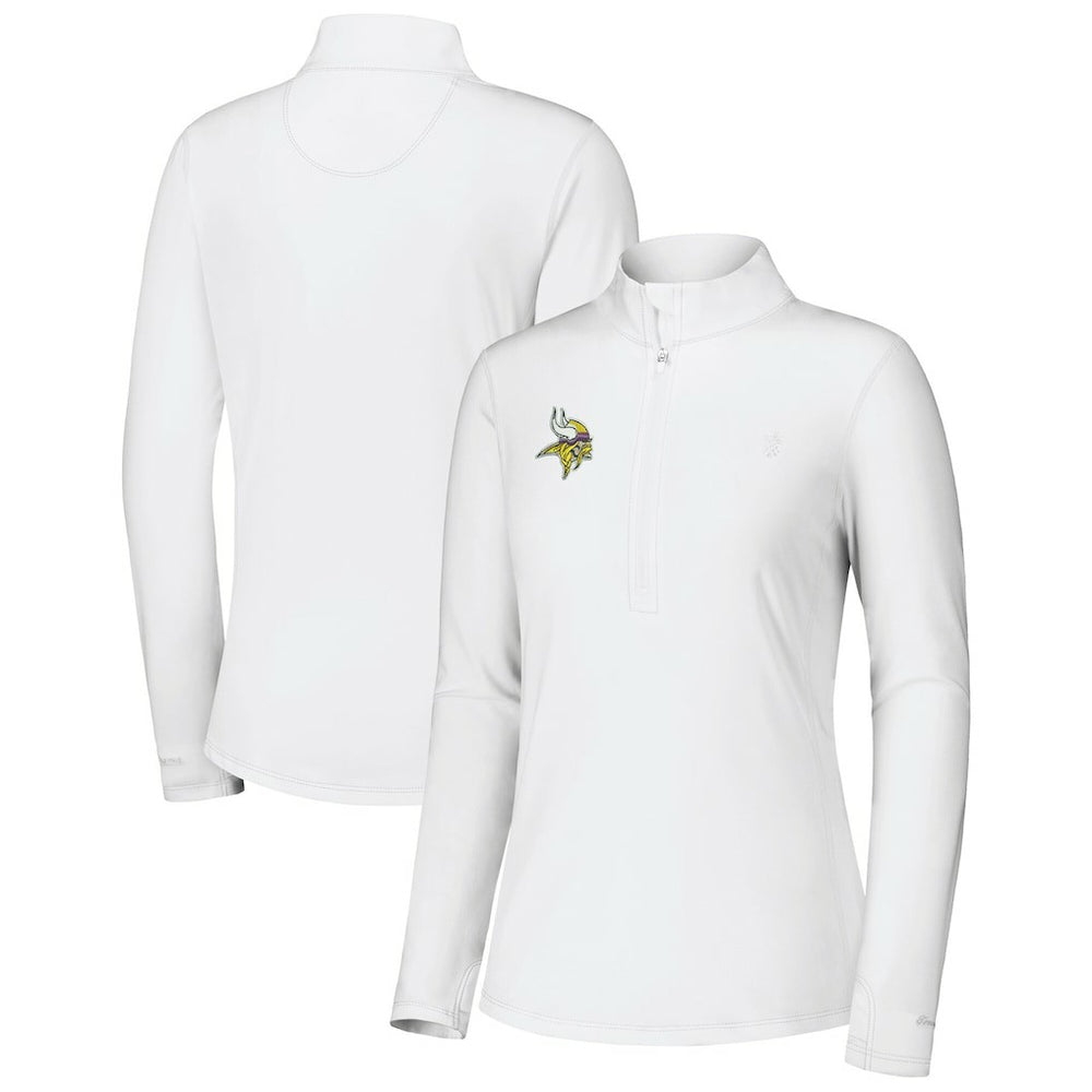 Minnesota Vikings Women's Sport Playa Vista IslandZone Quarter-Zip Jacket White - Tommy Bahama