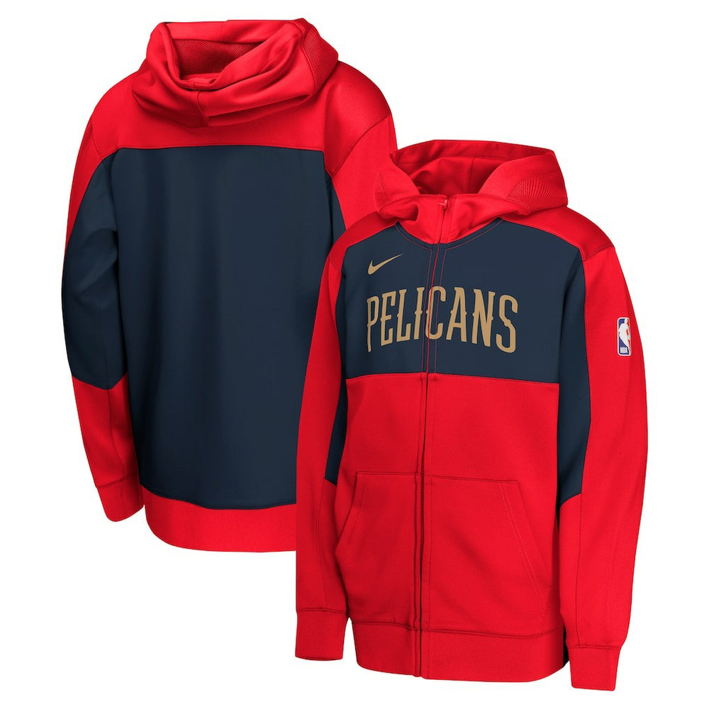 Nike - New Orleans Pelicans Youth Authentic On-Court Showtime Performance Full-Zip Hoodie - Red/Navy