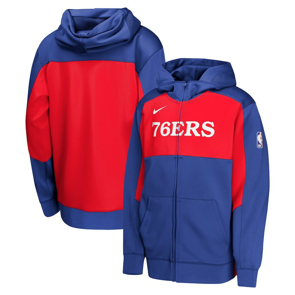 Nike - Philadelphia 76ers Youth Authentic On-Court Showtime Performance Full-Zip Hoodie - Royal/Red
