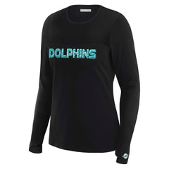 Miami Dolphins WEAR by Erin Andrews x Gracie Hunt Women's Mesh Panel Long Sleeve T-Shirt Black - NFL