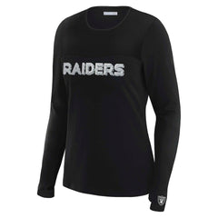 Las Vegas Raiders WEAR by Erin Andrews x Gracie Hunt Women's Mesh Panel Long Sleeve T-Shirt Black - NFL