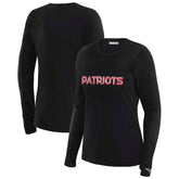 New England Patriots WEAR by Erin Andrews x Gracie Hunt Women's Mesh Panel Long Sleeve T-Shirt Black - NFL