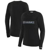Seattle Seahawks WEAR by Erin Andrews x Gracie Hunt Women's Mesh Panel Long Sleeve T-Shirt Black - NFL