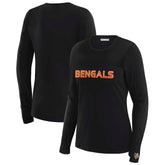 Cincinnati Bengals WEAR by Erin Andrews x Gracie Hunt Women's Mesh Panel Long Sleeve T-Shirt Black - NFL