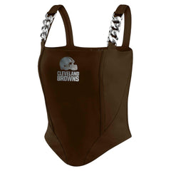 Cleveland Browns WEAR by Erin Andrews x Gracie Hunt Women's Chain Link Corset Top Brown - NFL