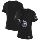 Tennessee Titans WEAR by Erin Andrews x Gracie Hunt Women's Draft Me Lace-Up T-Shirt Black - NFL