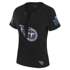 Tennessee Titans WEAR by Erin Andrews x Gracie Hunt Women's Draft Me Lace-Up T-Shirt Black - NFL