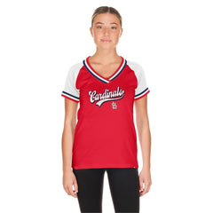 St. Louis Cardinals New Era Women's Gameday Raglan V-Neck T-Shirt Lifestyle