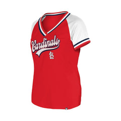 St. Louis Cardinals New Era Women's Gameday Raglan V-Neck T-Shirt Lifestyle