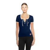Atlanta Braves New Era Women's Throwback Lace Up T-Shirt On Sale