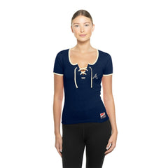 Atlanta Braves New Era Women's Throwback Lace Up T-Shirt On Sale