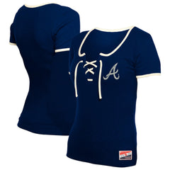 Atlanta Braves New Era Women's Throwback Lace Up T-Shirt On Sale