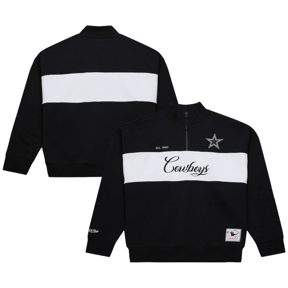 Dallas Cowboys Women's Quarter-Zip Jacket Black - Mitchell & Ness