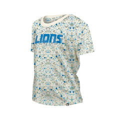 Detroit Lions New Era Women's Glam Game Floral Scoop Neck T-Shirt Cream - NFL