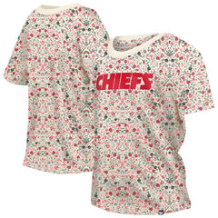 Kansas City Chiefs New Era Women's Glam Game Floral Scoop Neck T-Shirt Cream - NFL