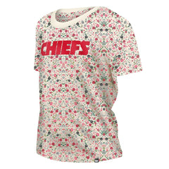 Kansas City Chiefs New Era Women's Glam Game Floral Scoop Neck T-Shirt Cream - NFL