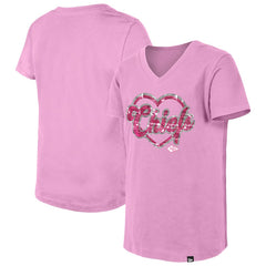 Kansas City Chiefs New Era Girls Youth Flip Sequins V-Neck T-Shirt Pink - NFL