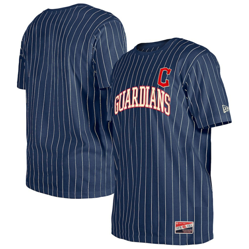 Cleveland Guardians New Era Throwback Pinstripe T-Shirt Lifestyle