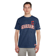 Cleveland Guardians New Era Throwback Pinstripe T-Shirt Lifestyle