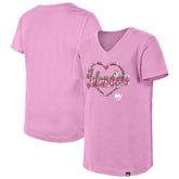 New York Islanders - New Era Girl's Youth Flip Sequin V-Neck T-Shirt Pink