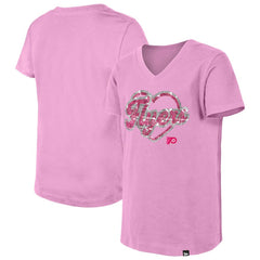 Philadelphia Flyers - New Era Girl's Youth Flip Sequin V-Neck T-Shirt Pink