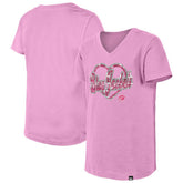 Columbus Blue Jackets - New Era Girl's Youth Flip Sequin V-Neck T-Shirt Pink