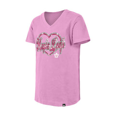 Toronto Maple Leafs - New Era Girl's Youth Flip Sequin V-Neck T-Shirt Pink