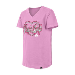 Toronto Maple Leafs - New Era Girl's Youth Flip Sequin V-Neck T-Shirt Pink