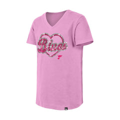 St. Louis Blues - New Era Girl's Youth Flip Sequin V-Neck T-Shirt Pink