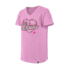 St. Louis Blues - New Era Girl's Youth Flip Sequin V-Neck T-Shirt Pink
