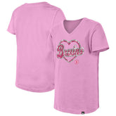 Boston Bruins New Era Girl's Youth Flip Sequin V-Neck T-Shirt Pink