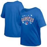 New York Rangers New Era Girl's Youth Flip Sequin T-Shirt Blue
