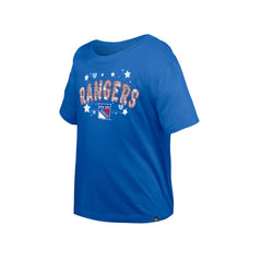 New York Rangers New Era Girl's Youth Flip Sequin T-Shirt Blue