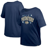 Nashville Predators - New Era Girl's Youth Flip Sequin T-Shirt Navy
