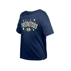Nashville Predators - New Era Girl's Youth Flip Sequin T-Shirt Navy