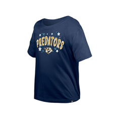 Nashville Predators - New Era Girl's Youth Flip Sequin T-Shirt Navy