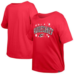 Carolina Hurricanes - New Era Girl's Youth Flip Sequin T-Shirt Red