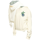 Dallas Stars - New Era Women's Glam Game Quarter-Zip Cropped Floral Hoodie Pullover Cream