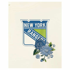 New York Rangers New Era Women's Glam Game Quarter-Zip Cropped Floral Hoodie Pullover Cream