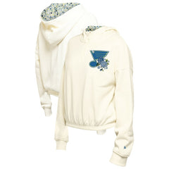 St. Louis Blues - New Era Women's Glam Game Quarter-Zip Cropped Floral Hoodie Pullover Cream