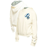 Tampa Bay Lightning - New Era Women's Glam Game Quarter-Zip Cropped Floral Hoodie Pullover Cream