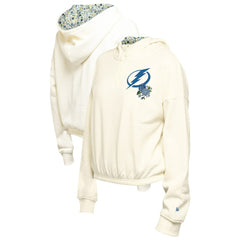 Tampa Bay Lightning - New Era Women's Glam Game Quarter-Zip Cropped Floral Hoodie Pullover Cream