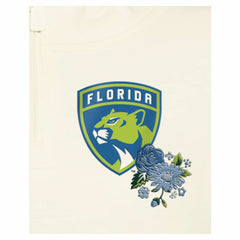 Florida Panthers - New Era Women's Glam Game Quarter-Zip Cropped Floral Hoodie Pullover Cream