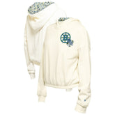Boston Bruins New Era Women's Glam Game Quarter-Zip Cropped Floral Hoodie Pullover Cream