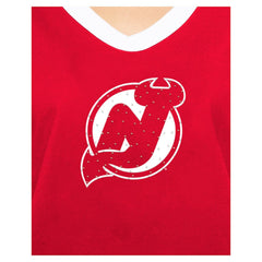 New Jersey Devils - New Era Women's Game Day Rhinestuds T-Shirt Red